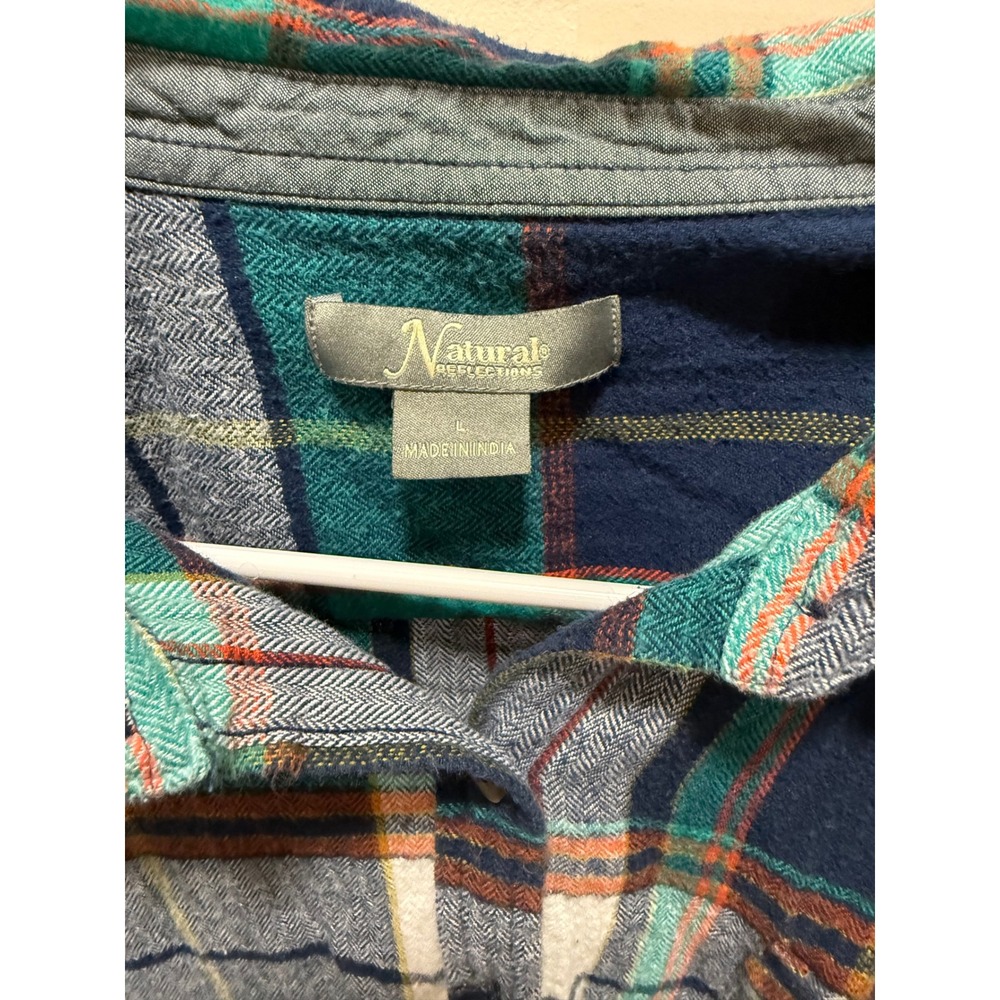 Cottagecore Lumberjack plaid outdoor‎ Flannel Teal Large Natural Reflections - Picture 2 of 4